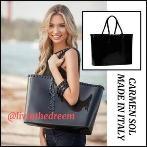 CARMEN SOL Black Angelica Large Tote $195
